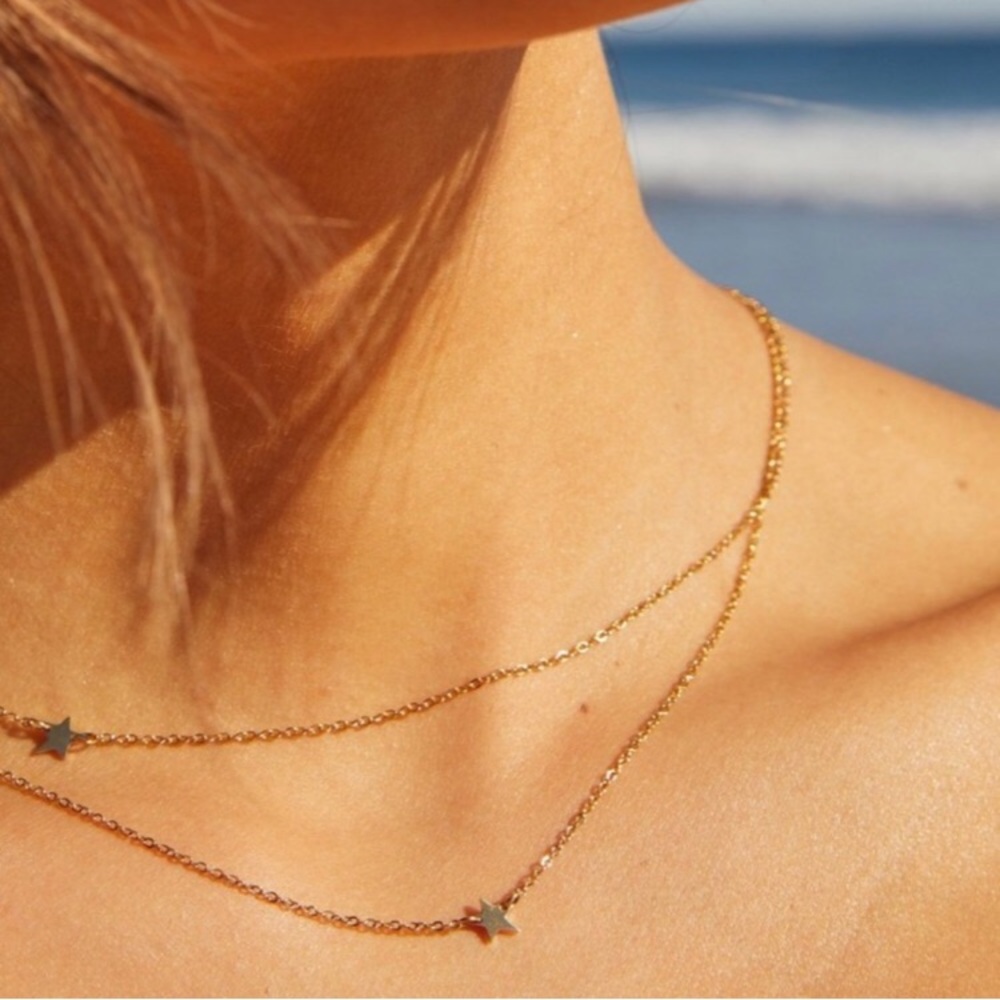 Star Double Necklace - Gold - Jennifer Zeuner